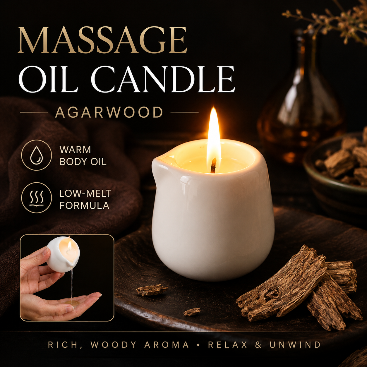 Ceramic Massage Oil Candle Aga - Massage Candle Melting ulasan dan harga