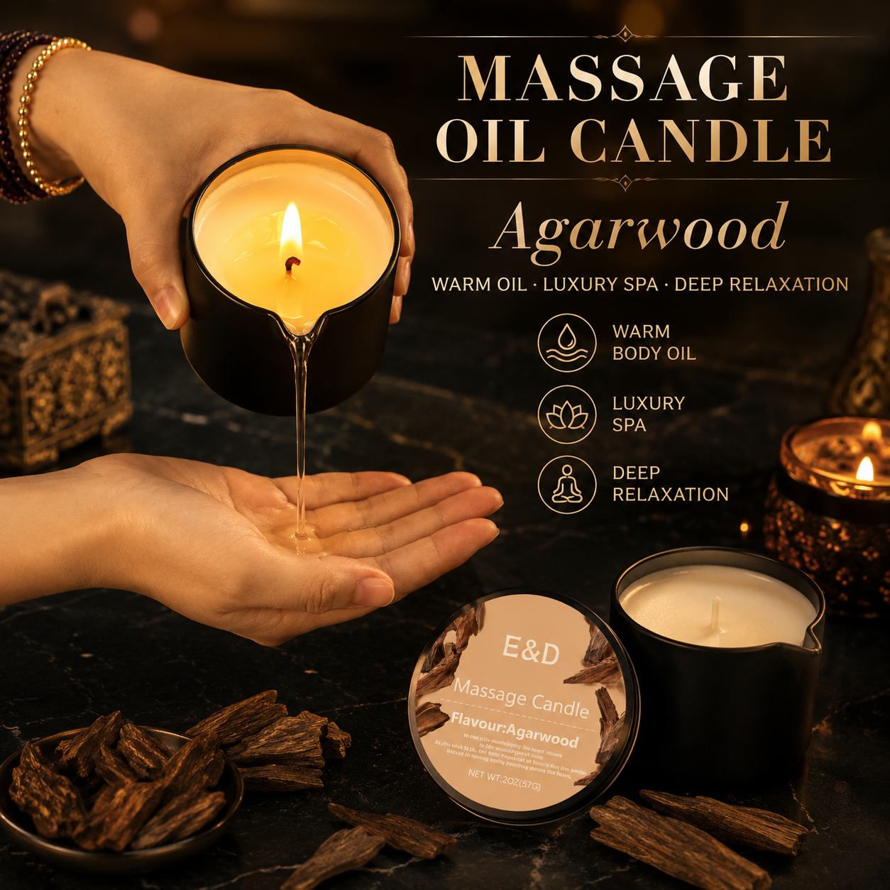 Agarwood Massage Oil Candle 2o - Spa Wellness Center ulasan dan harga