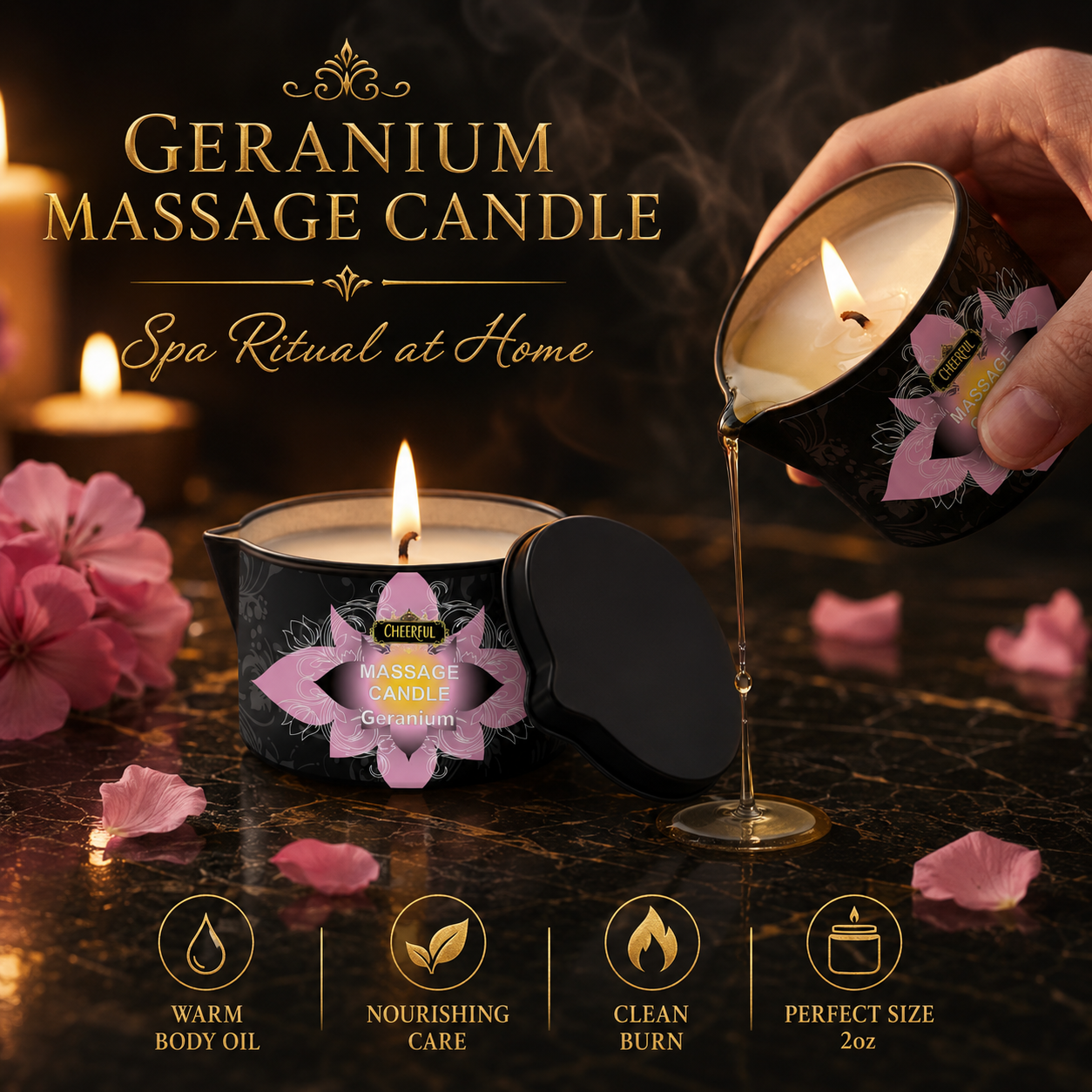 Geranium Massage Oil Candle 2o - Massage Candle Melting ulasan dan harga