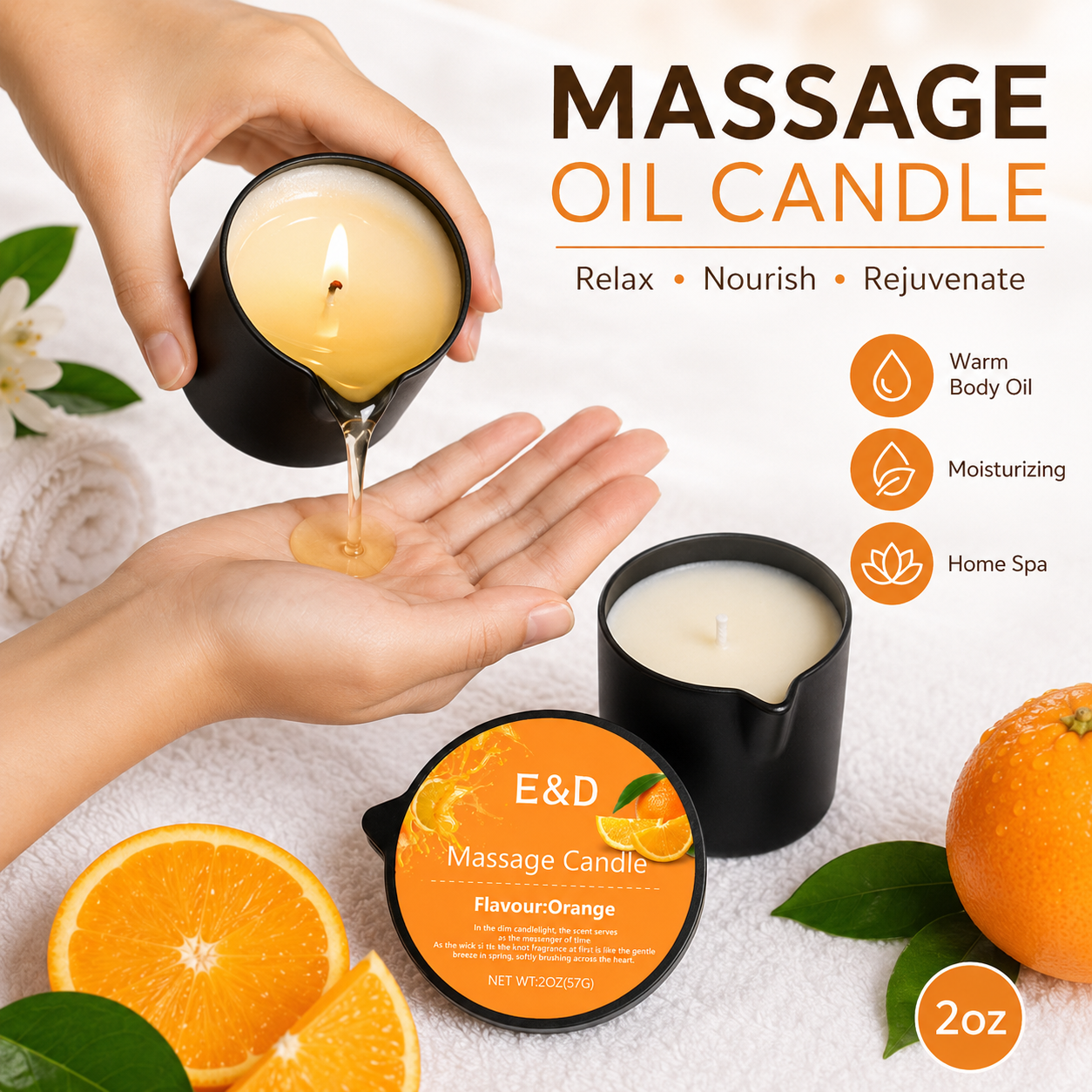 Orange Massage Oil Candle 2 oz - Massage Candle Melting ulasan dan harga