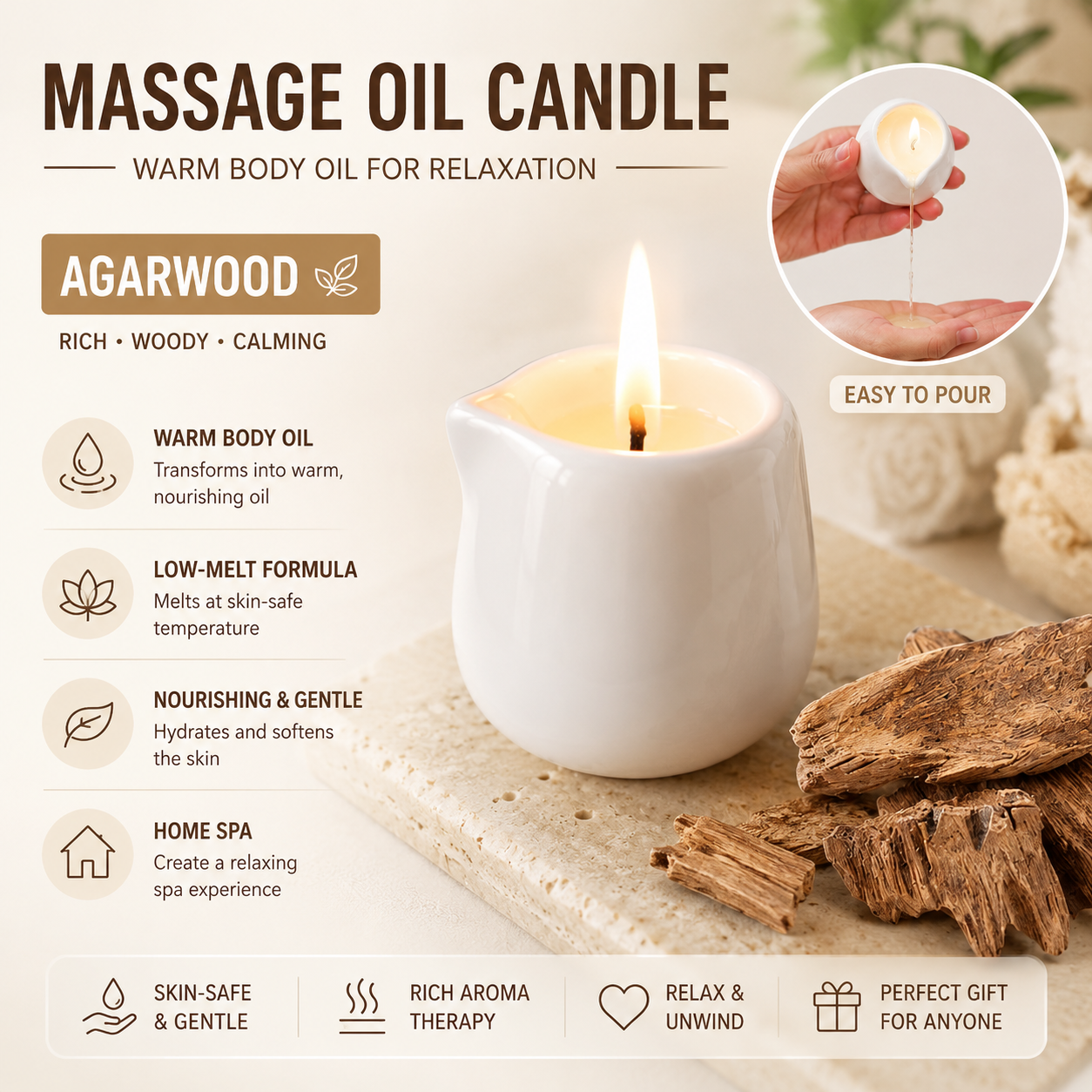 Ceramic Massage Oil Candle Aga - Massage Candle Melting ulasan dan harga