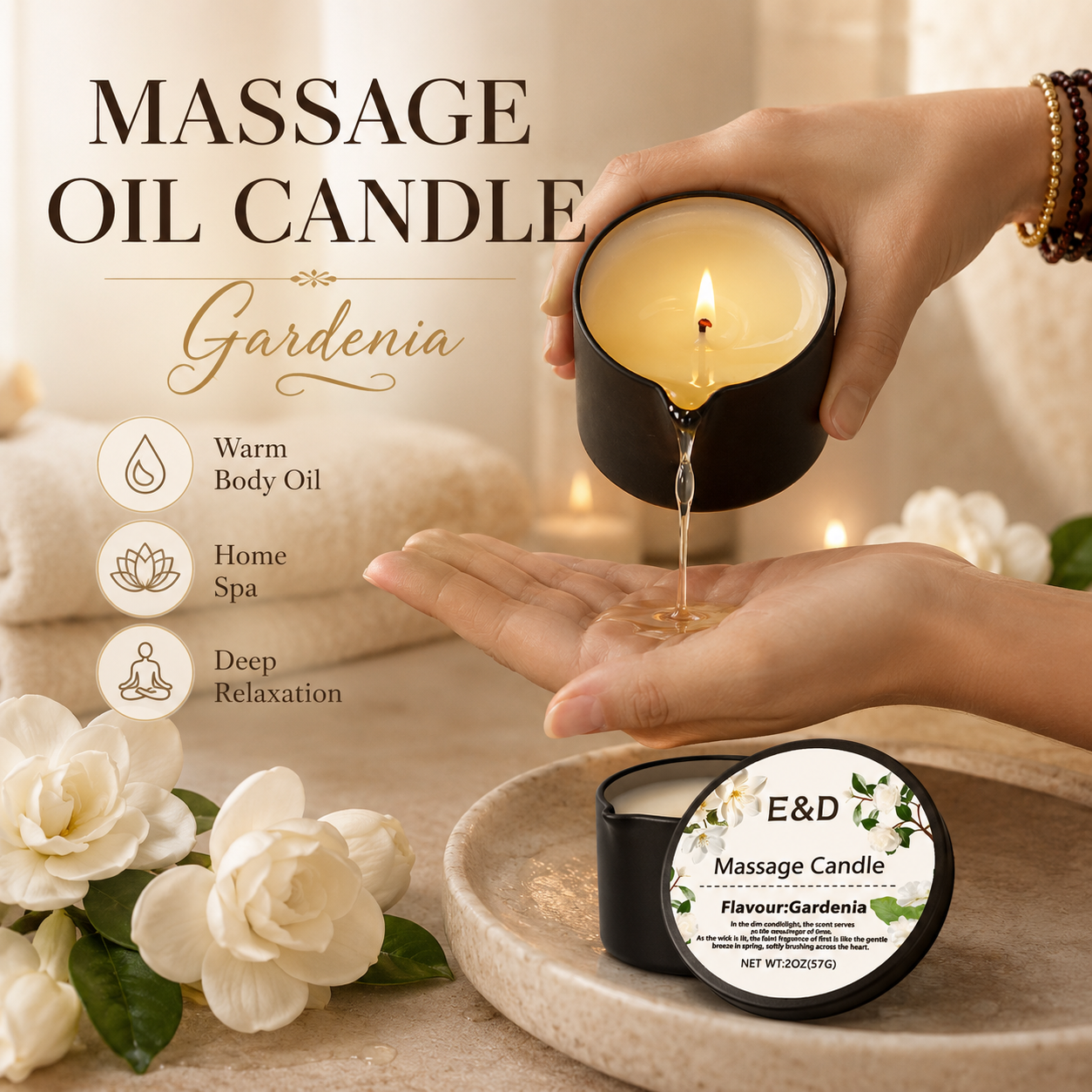 Gardenia Massage Oil Candle 2o - Massage Candle Melting ulasan dan harga