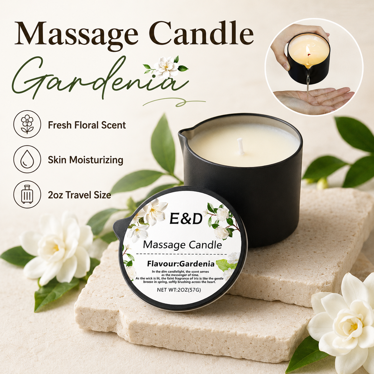 Gardenia Massage Oil Candle 2o - Massage Candle Melting ulasan dan harga