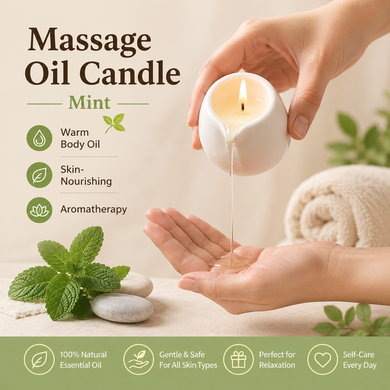 Massage Oil Candle Mint Fresh  - Massage Candle Melting ulasan dan harga