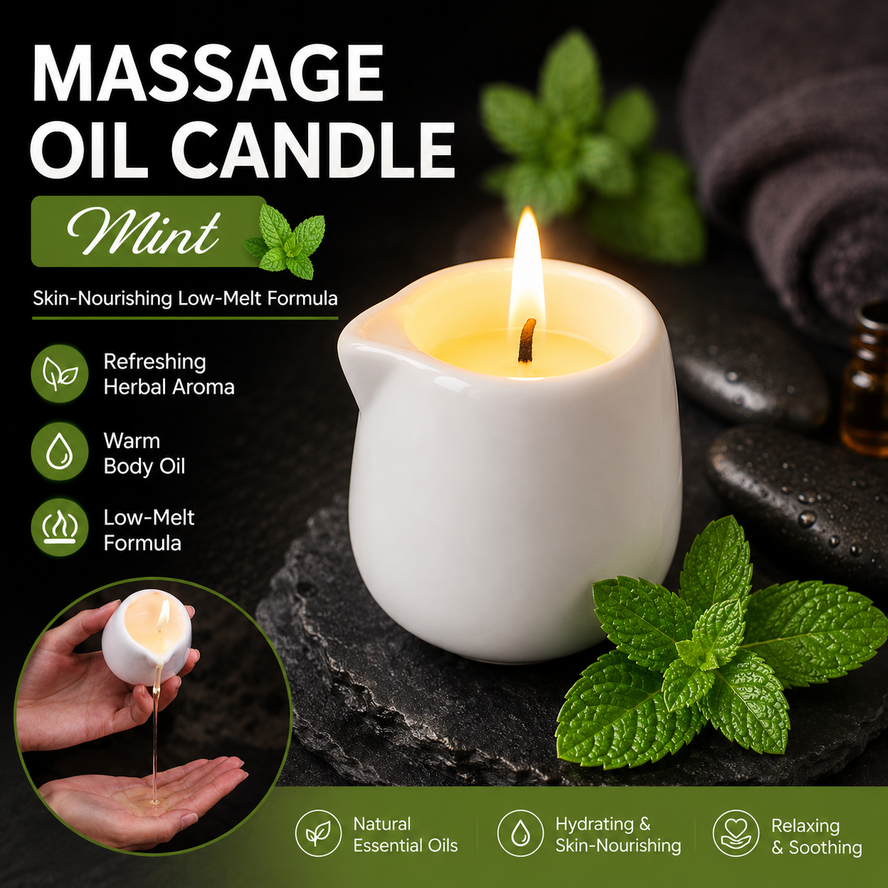 Massage Oil Candle Mint Fresh  - Massage Candle Melting ulasan dan harga