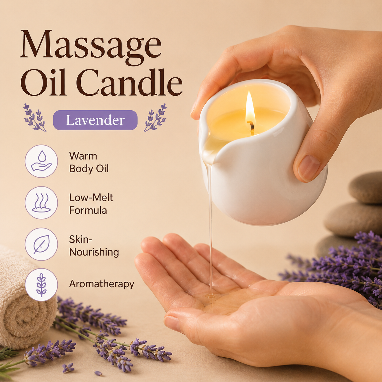Ceramic Massage Oil Candle Lav - Massage Candle Melting ulasan dan harga