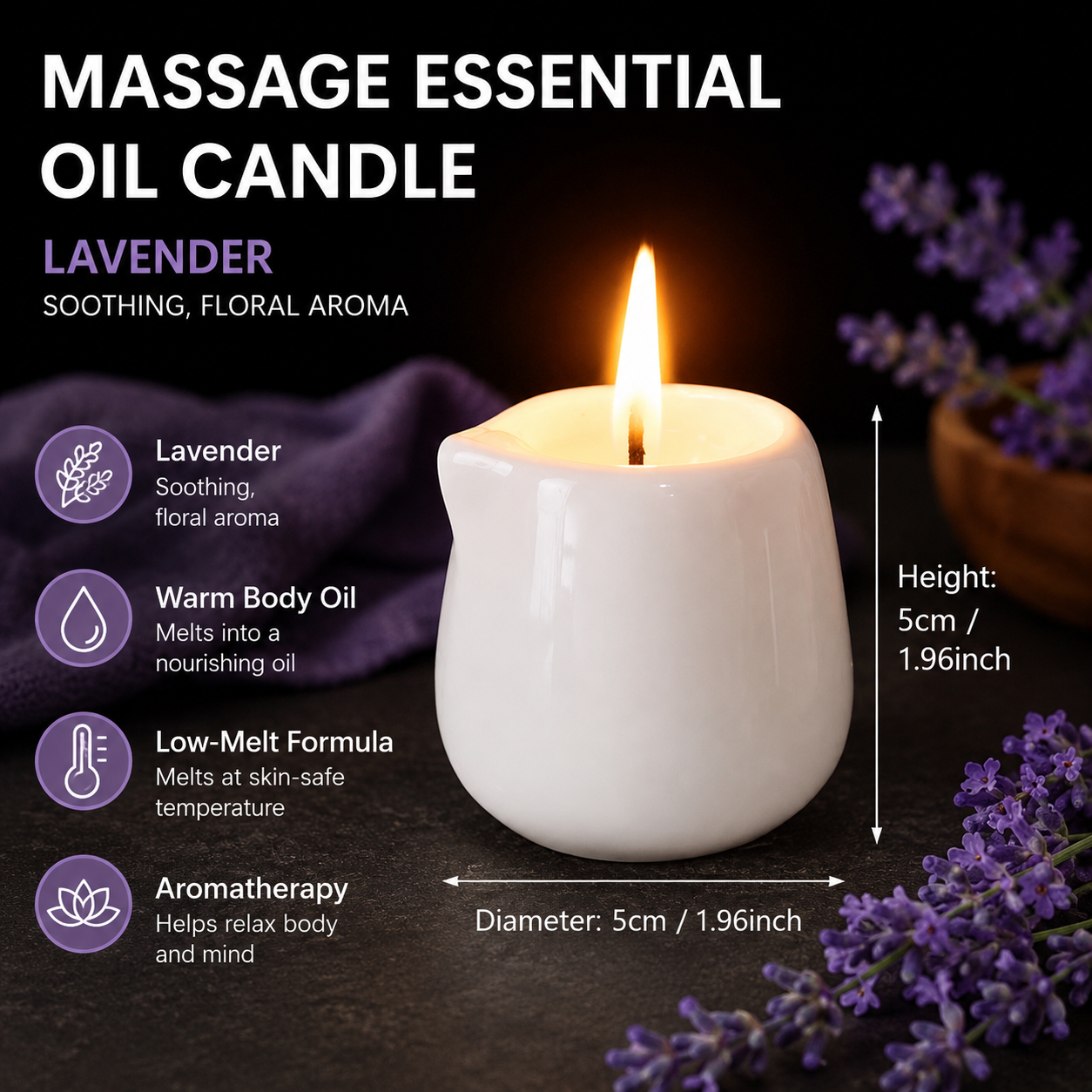 Ceramic Massage Oil Candle Lav - Massage Candle Melting ulasan dan harga