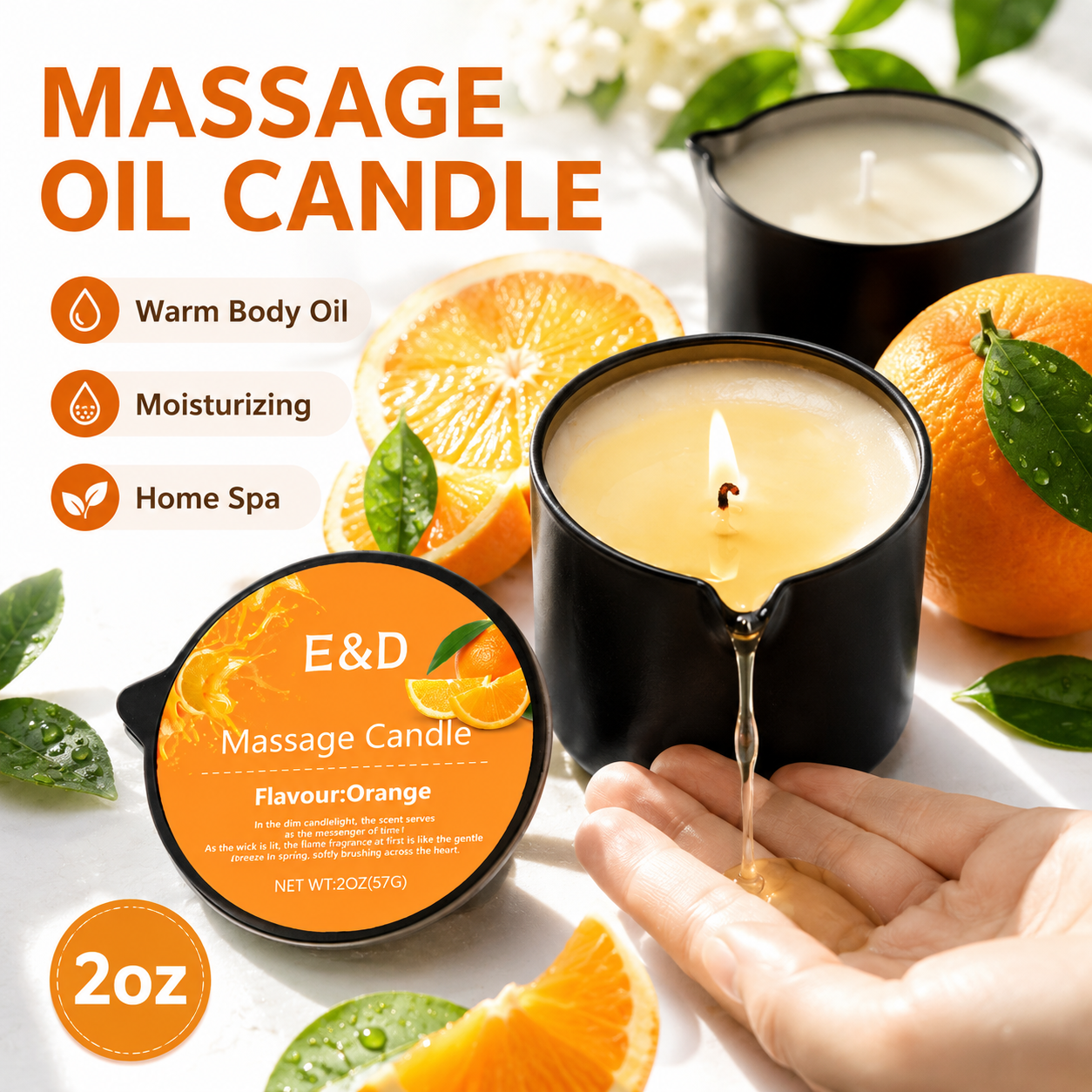 Orange Massage Oil Candle 2 oz - Massage Candle Melting ulasan dan harga