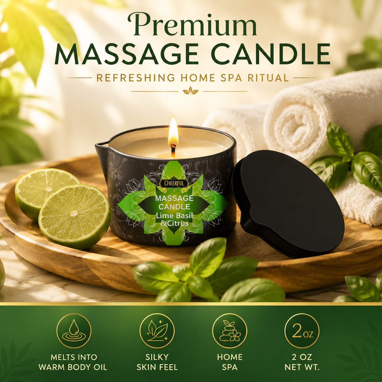Lime Basil Citrus Massage Oil  - Massage Candle Melting ulasan dan harga